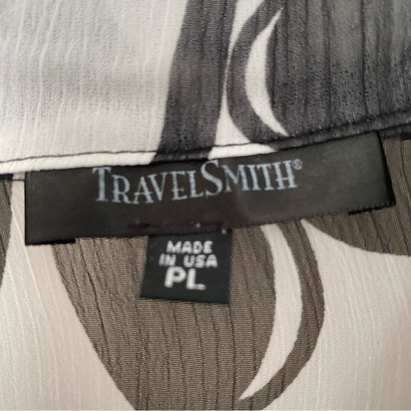 Travel Smith Trending Black and White Easy Care Sheer Button Down Shirt Size PL - Picture 4 of 9